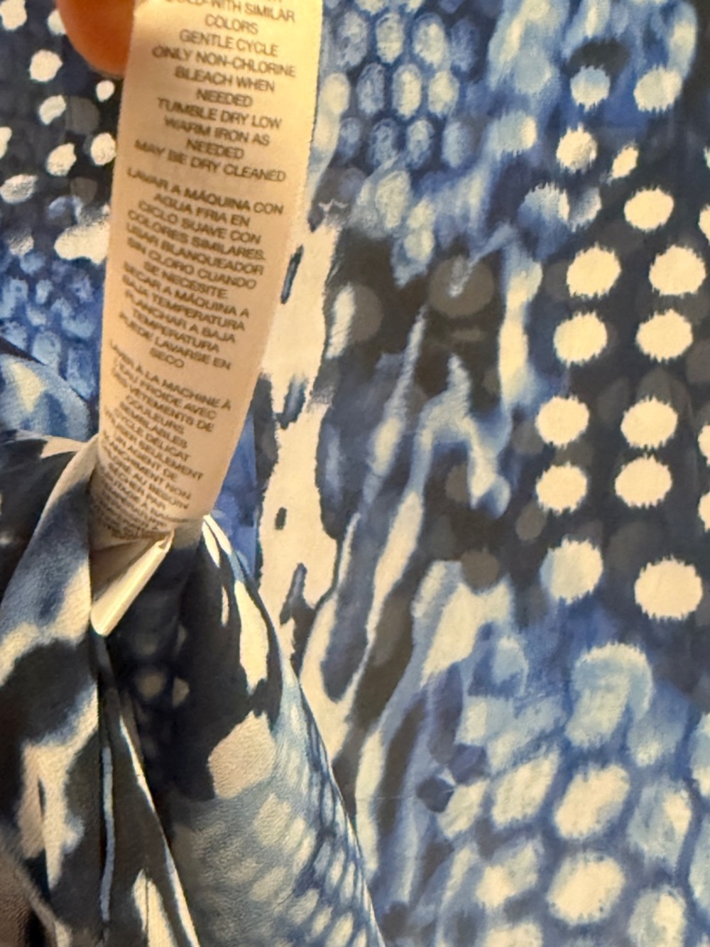 Chico's Blue & White Abstract Dot-Print Button Tunic - Picture 6 of 6